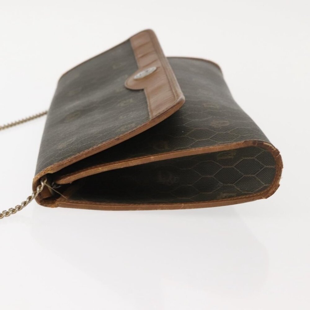 Authentic Christian Dior Honeycomb Canvas Shoulder Bag PVC Khaki Gold - Picture 11 of 16